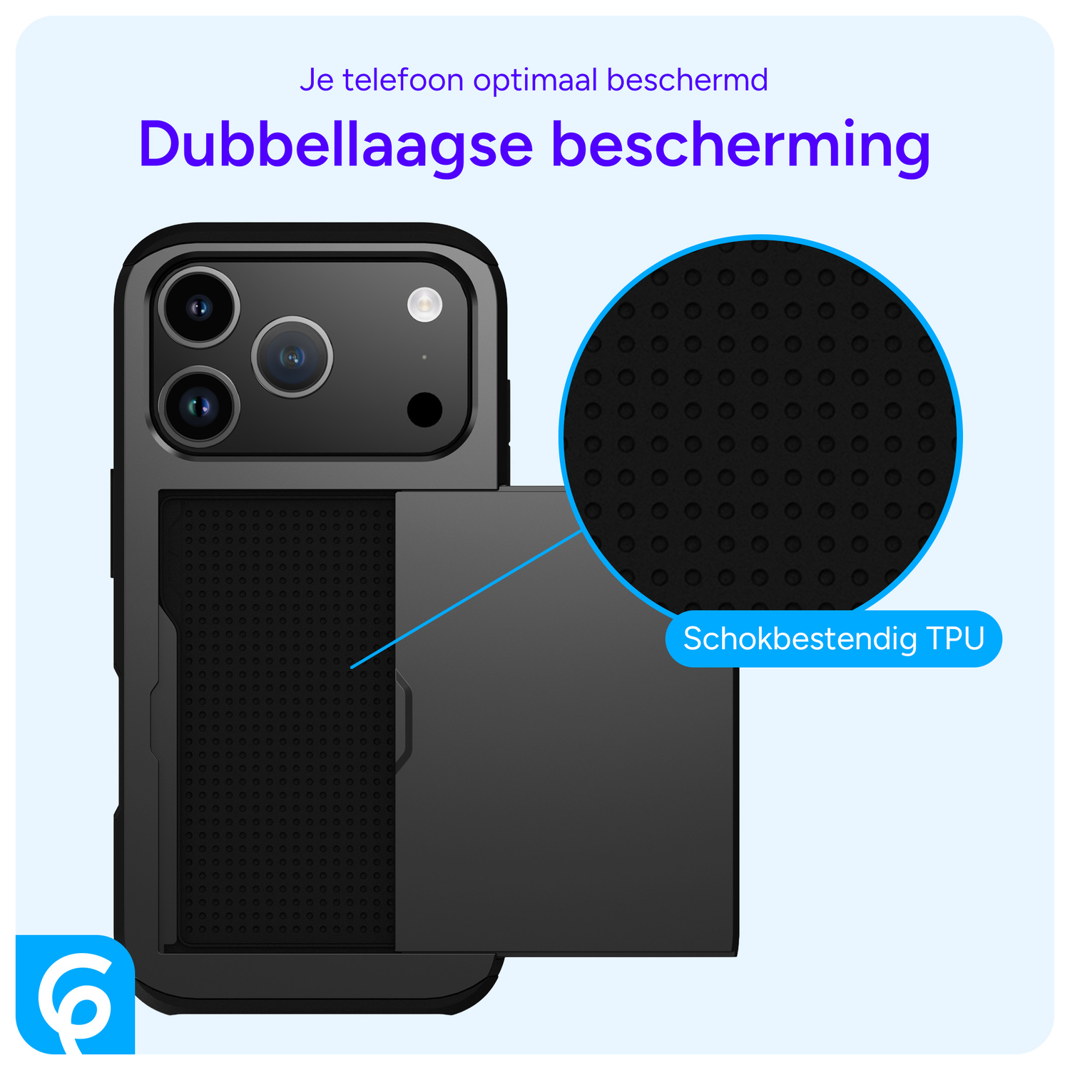 Apple iPhone 17 Pro Hoesje met Slider Kaarthouder Back Cover Zwart afbeelding 7