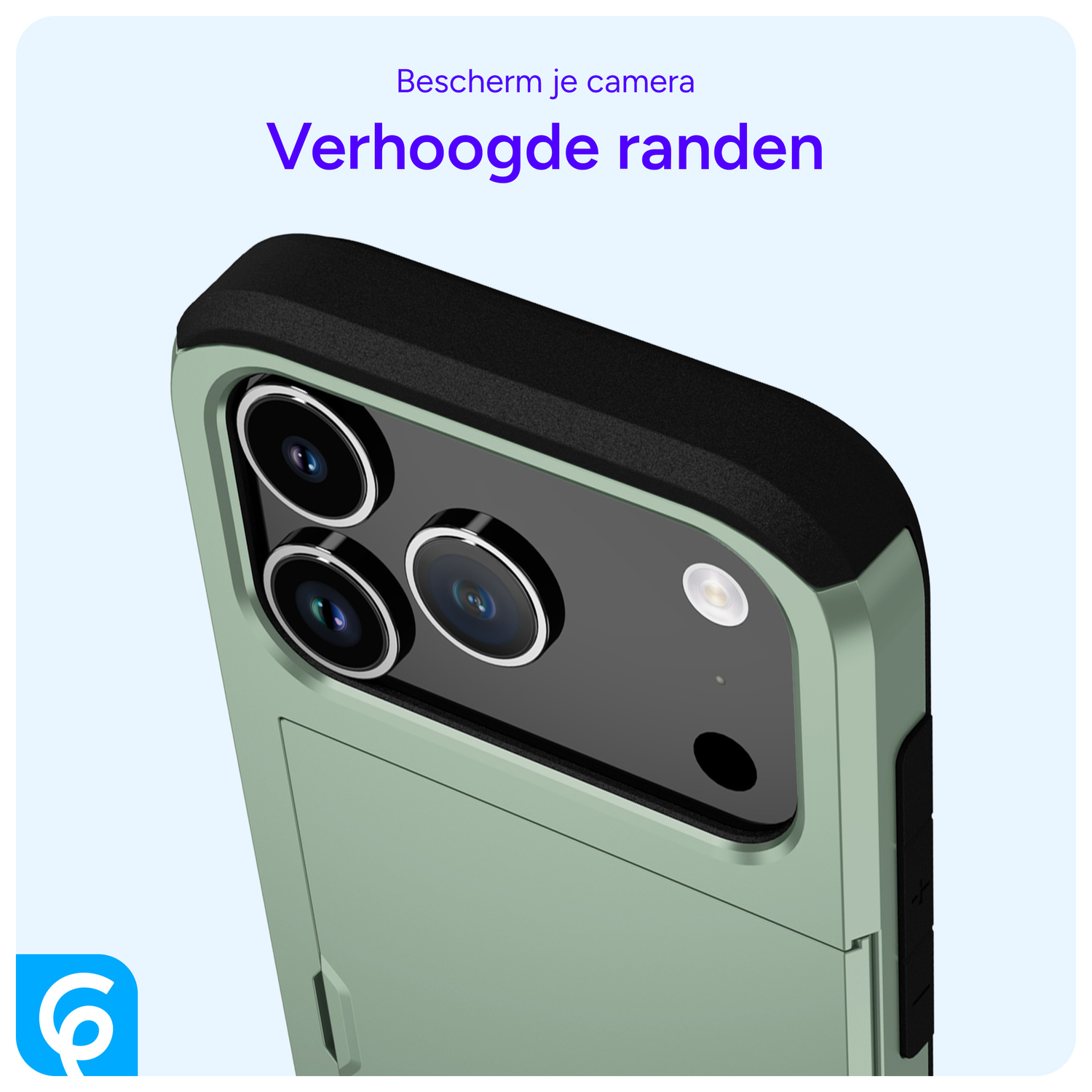 Apple iPhone 17 Pro Hoesje met Slider Kaarthouder Back Cover Groen afbeelding 6
