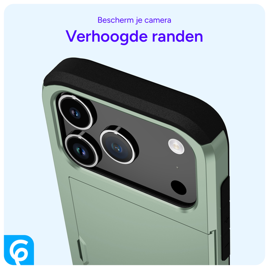Apple iPhone 17 Pro Hoesje met Slider Kaarthouder Back Cover Groen afbeelding 6