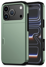 Apple iPhone 17 Pro Hoesje met Slider Kaarthouder Back Cover Groen afbeelding