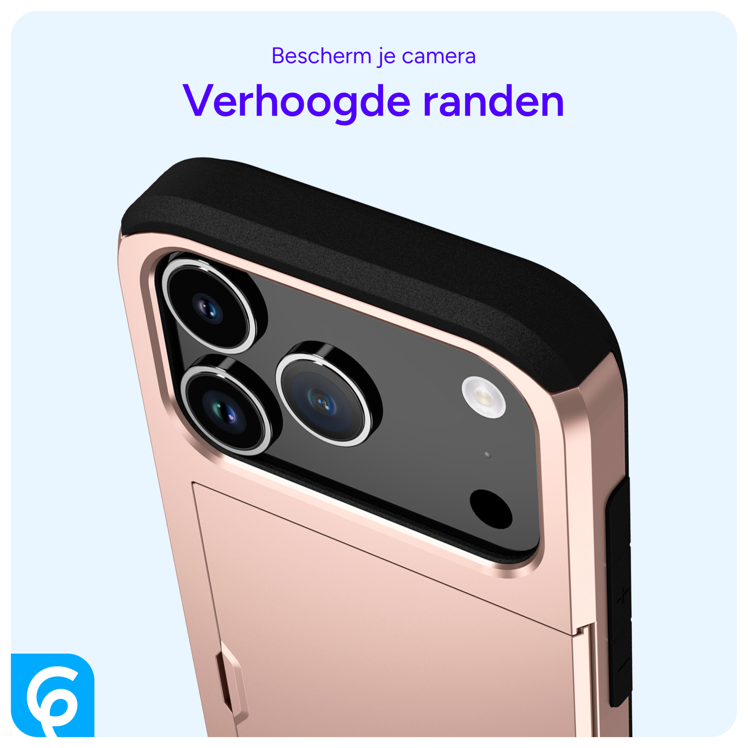 Apple iPhone 17 Pro Hoesje met Slider Kaarthouder Back Cover Roze afbeelding 5