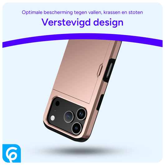 Apple iPhone 17 Pro Hoesje met Slider Kaarthouder Back Cover Roze afbeelding 2