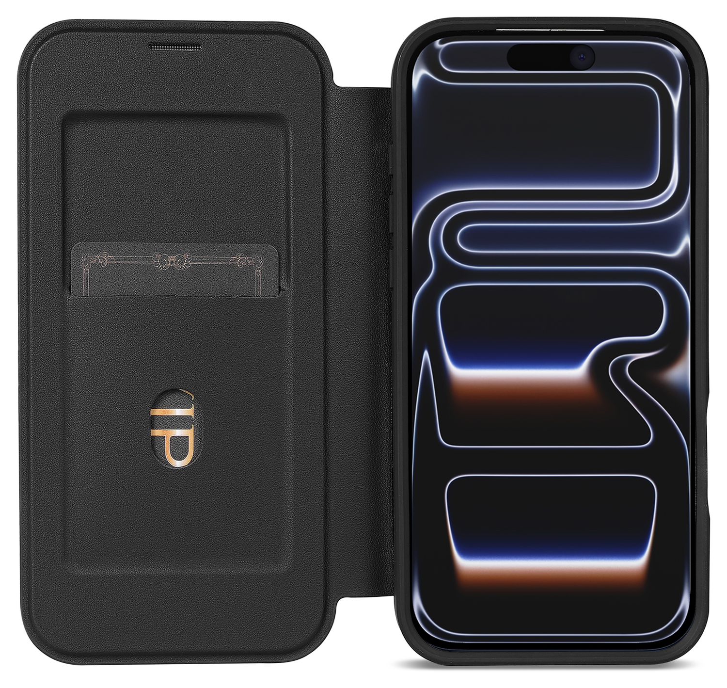 Apple iPhone 17 Pro Hoesje met MagSafe Book Case Transparant Zwart afbeelding 1