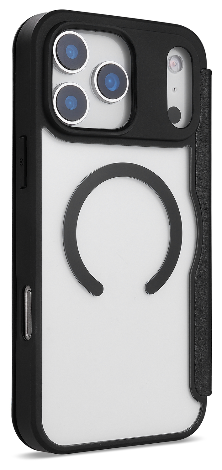 Apple iPhone 17 Pro Hoesje met MagSafe Book Case Transparant Zwart afbeelding 4