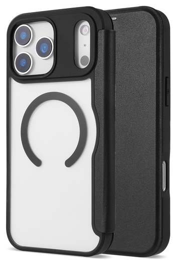 Apple iPhone 17 Pro Hoesje met MagSafe Book Case Transparant Zwart afbeelding 3