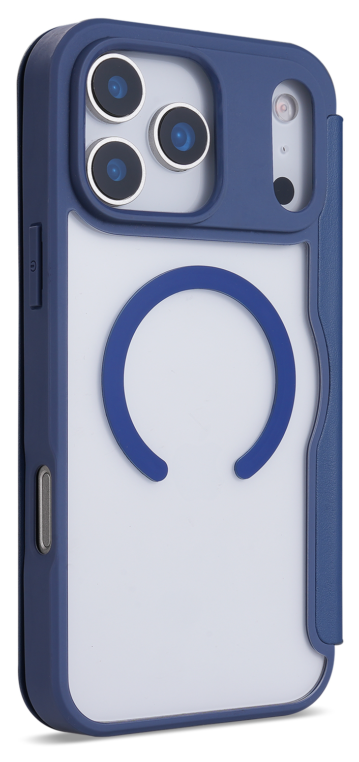 Apple iPhone 17 Pro Hoesje met MagSafe Book Case Transparant Blauw afbeelding 4