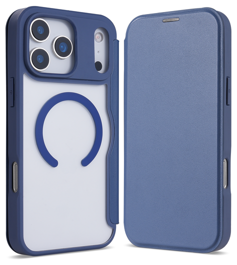 Apple iPhone 17 Pro Hoesje met MagSafe Book Case Transparant Blauw afbeelding 2