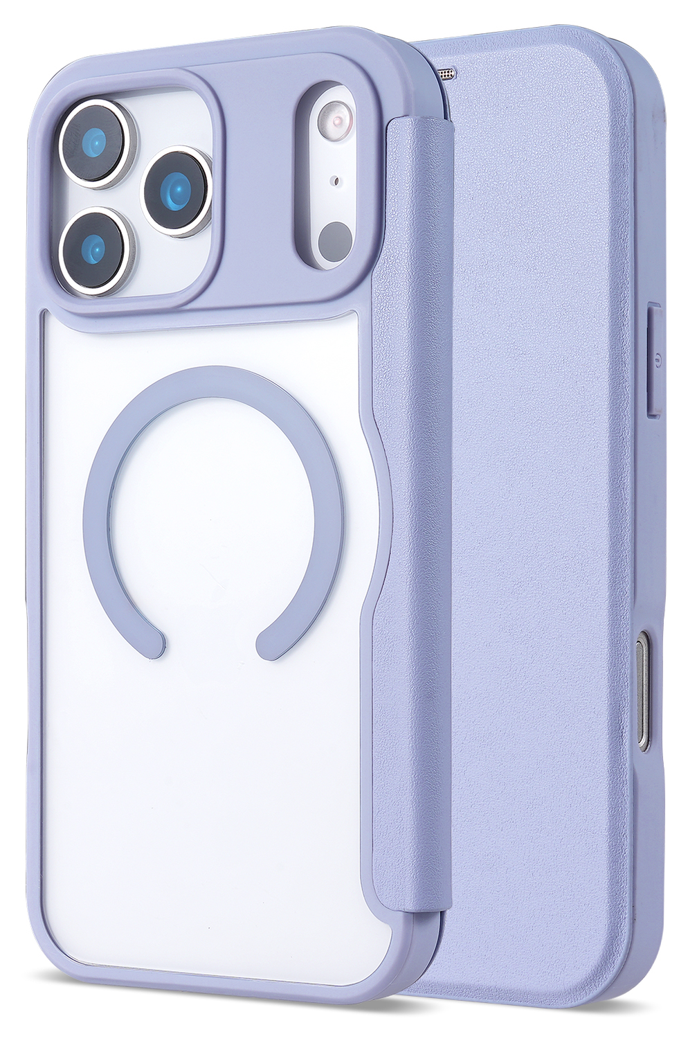 Apple iPhone 17 Pro Hoesje met MagSafe Book Case Transparant Paars afbeelding 3