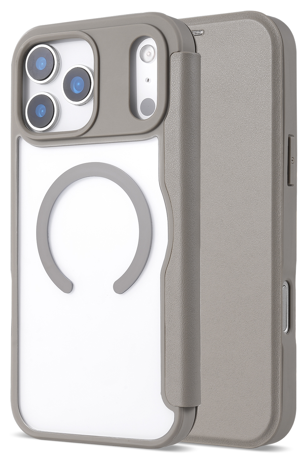 Apple iPhone 17 Pro Hoesje met MagSafe Book Case Transparant Beige afbeelding 3