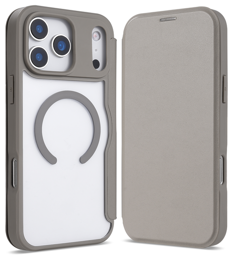 Apple iPhone 17 Pro Hoesje met MagSafe Book Case Transparant Beige afbeelding 2