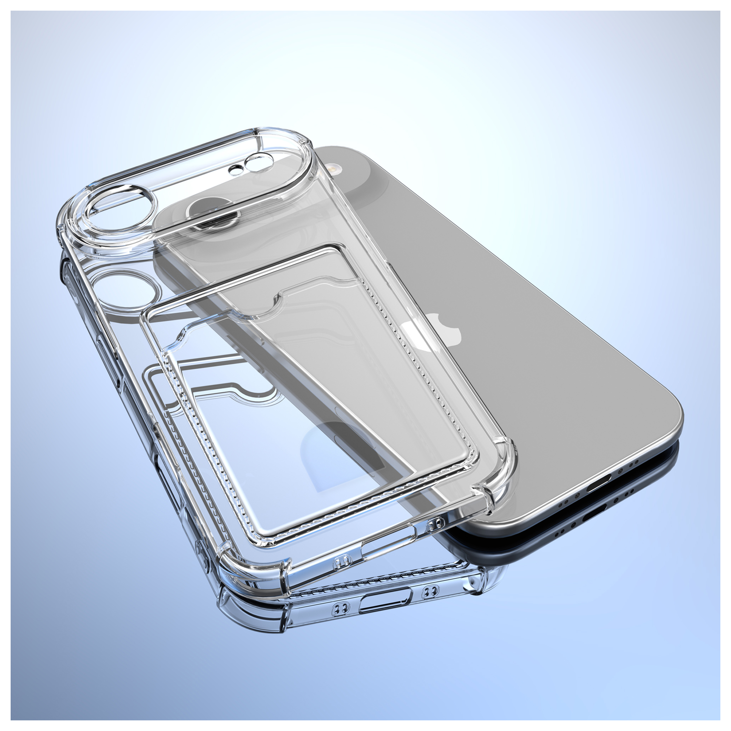 Apple iPhone Air Hoesje Dun TPU met Pasjeshouder Back Cover Transparant afbeelding 3