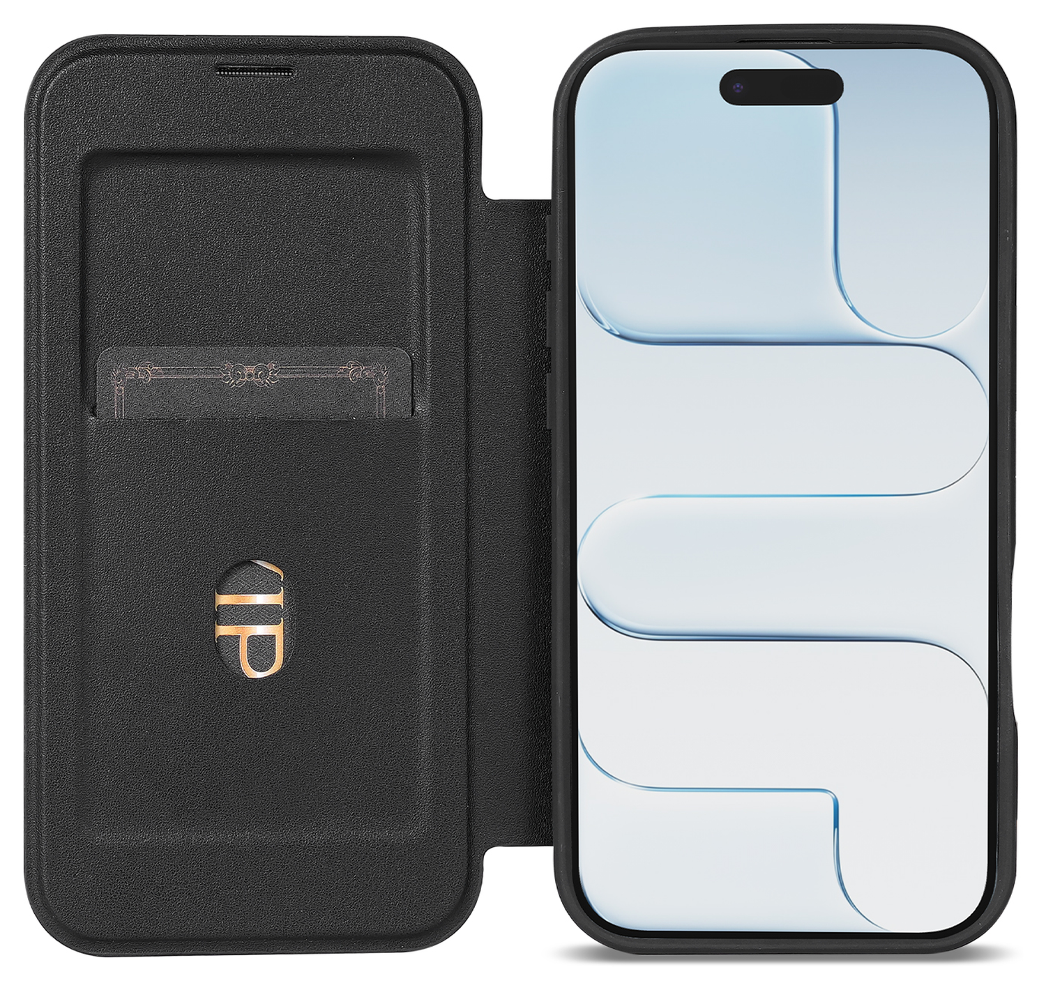 Apple iPhone Air Hoesje met MagSafe Book Case Transparant Zwart afbeelding 1