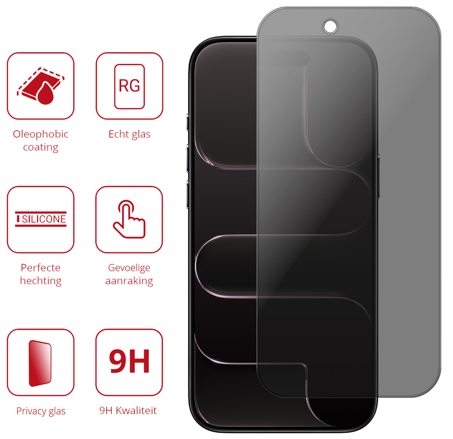 Rosso iPhone Air 9H Tempered Glass Screen Protector Privacy afbeelding 2