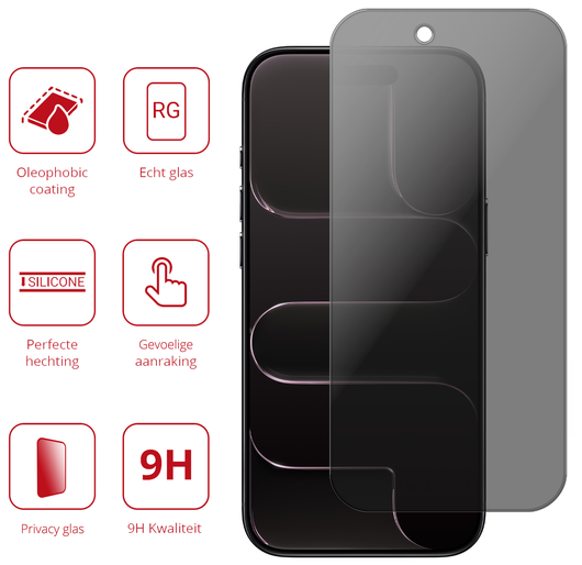 Rosso iPhone Air 9H Tempered Glass Screen Protector Privacy afbeelding 2
