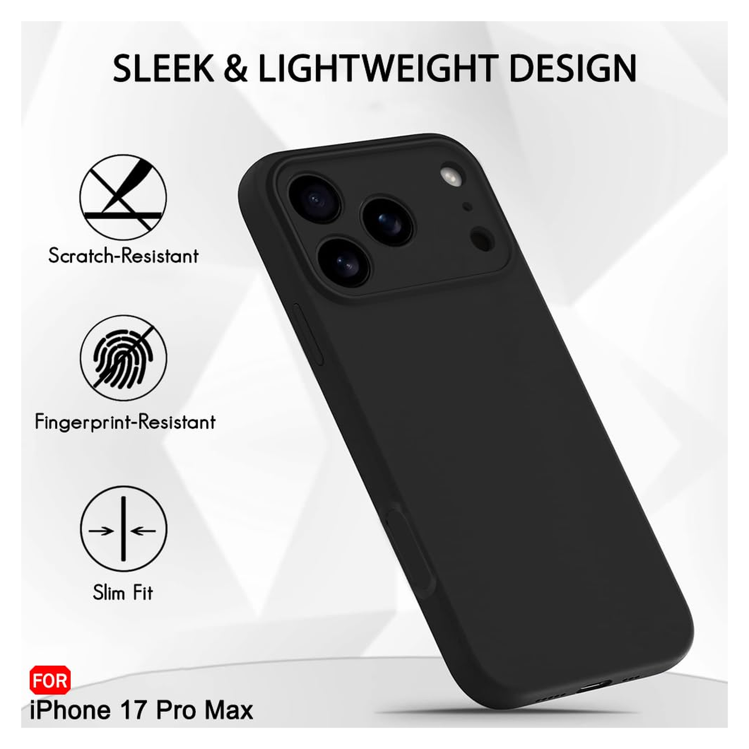 Apple iPhone 17 Pro Max Hoesje Dun TPU Back Cover Matte Zwart afbeelding 2