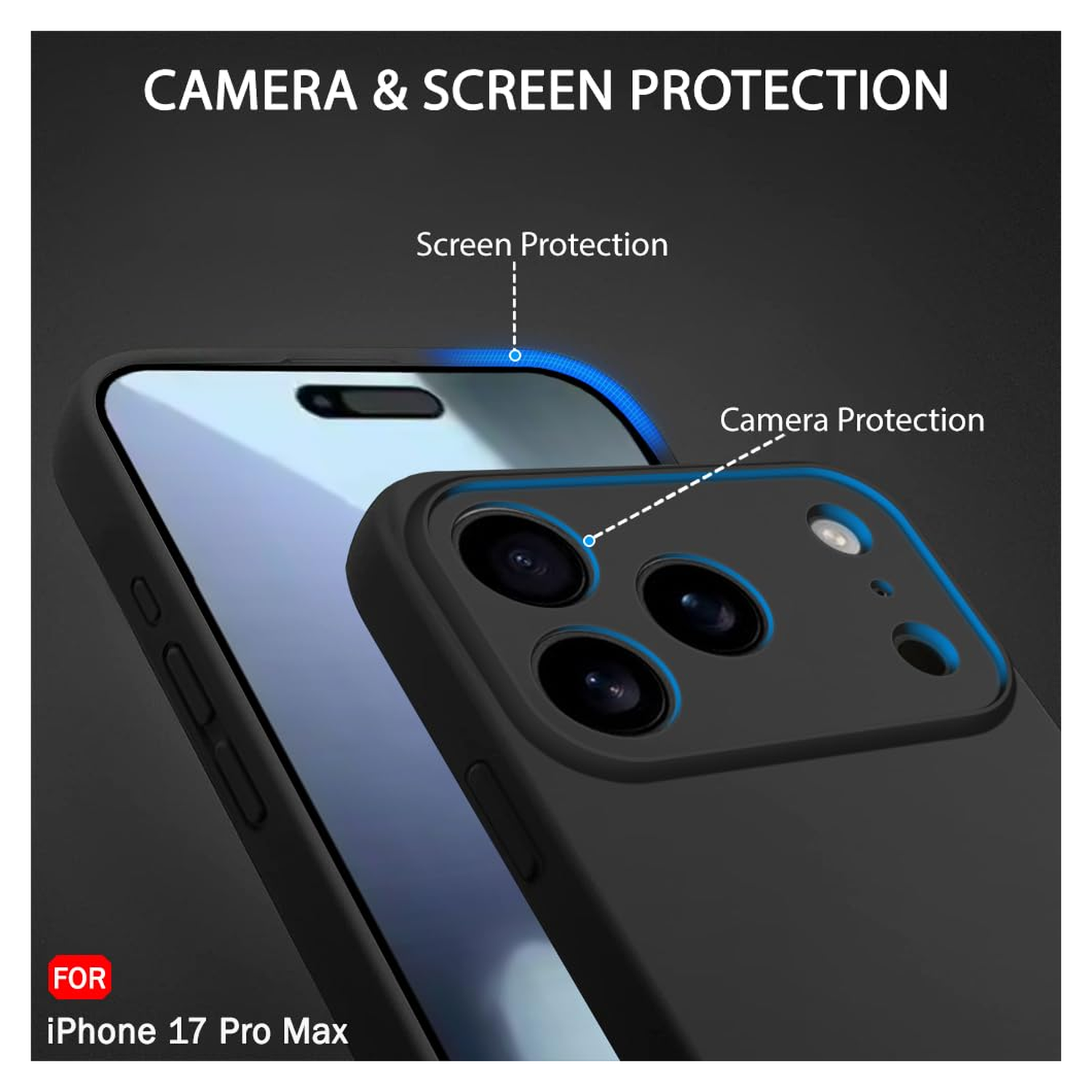 Apple iPhone 17 Pro Max Hoesje Dun TPU Back Cover Matte Zwart afbeelding 4