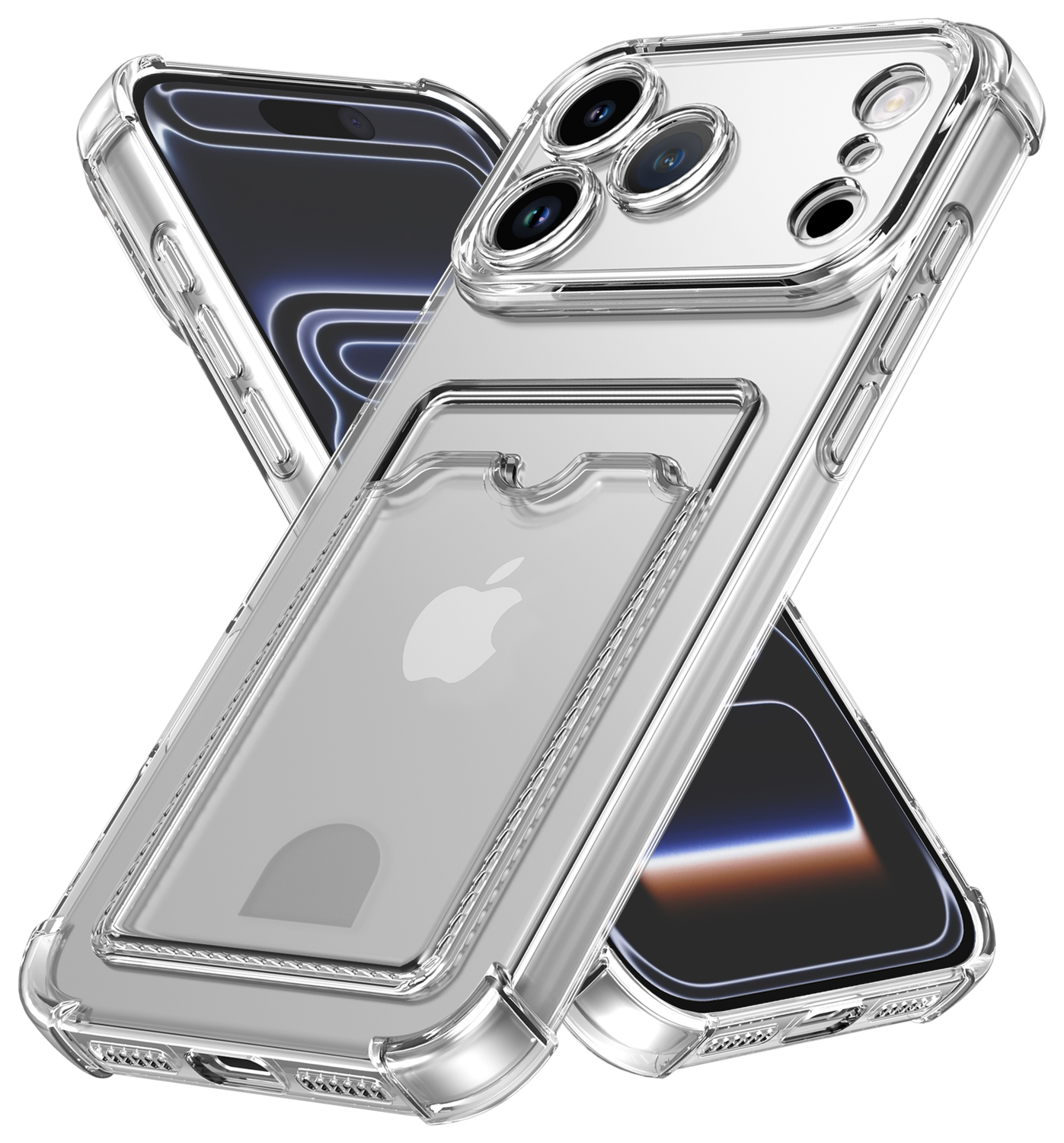 Apple iPhone 17 Pro Max Hoesje Dun TPU met Pasjeshouder Back Cover Transparant afbeelding 2