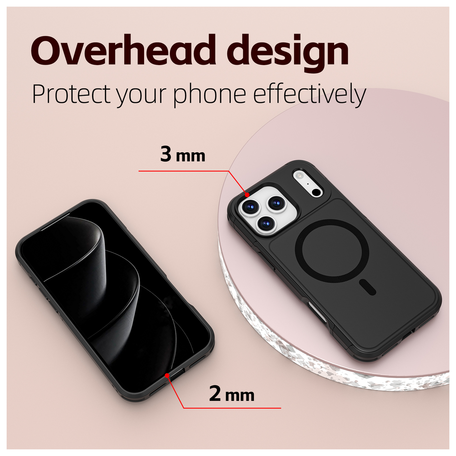 Apple iPhone 17 Pro Max Hoesje Dual-Layer Hybride Back Cover met MagSafe Zwart afbeelding 7