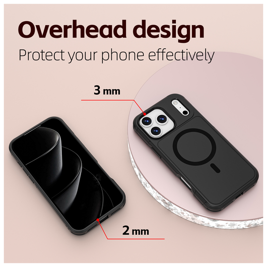 Apple iPhone 17 Pro Max Hoesje Dual-Layer Hybride Back Cover met MagSafe Zwart afbeelding 7