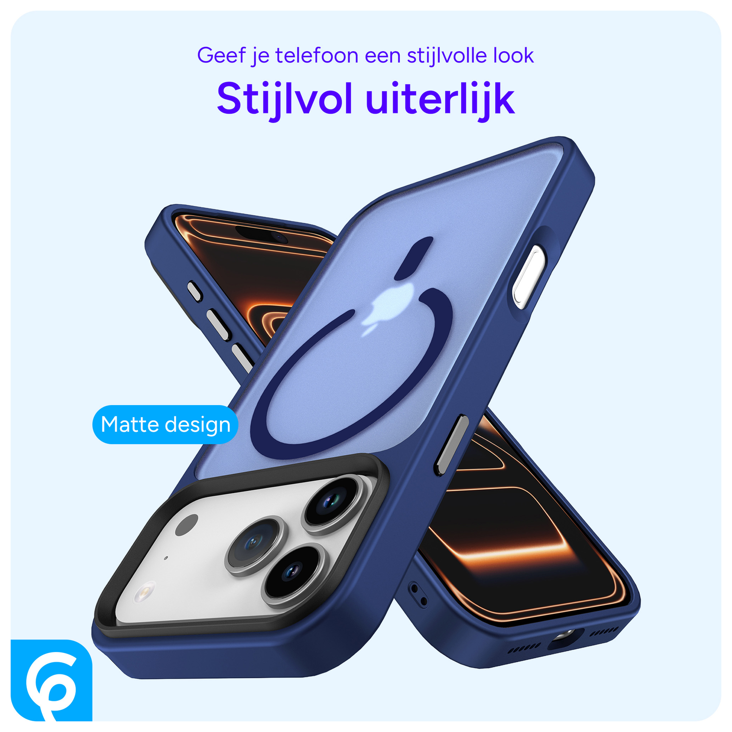 iPhone 17 Pro Max Hoesje met MagSafe Back Cover Matte Donker Blauw afbeelding 2