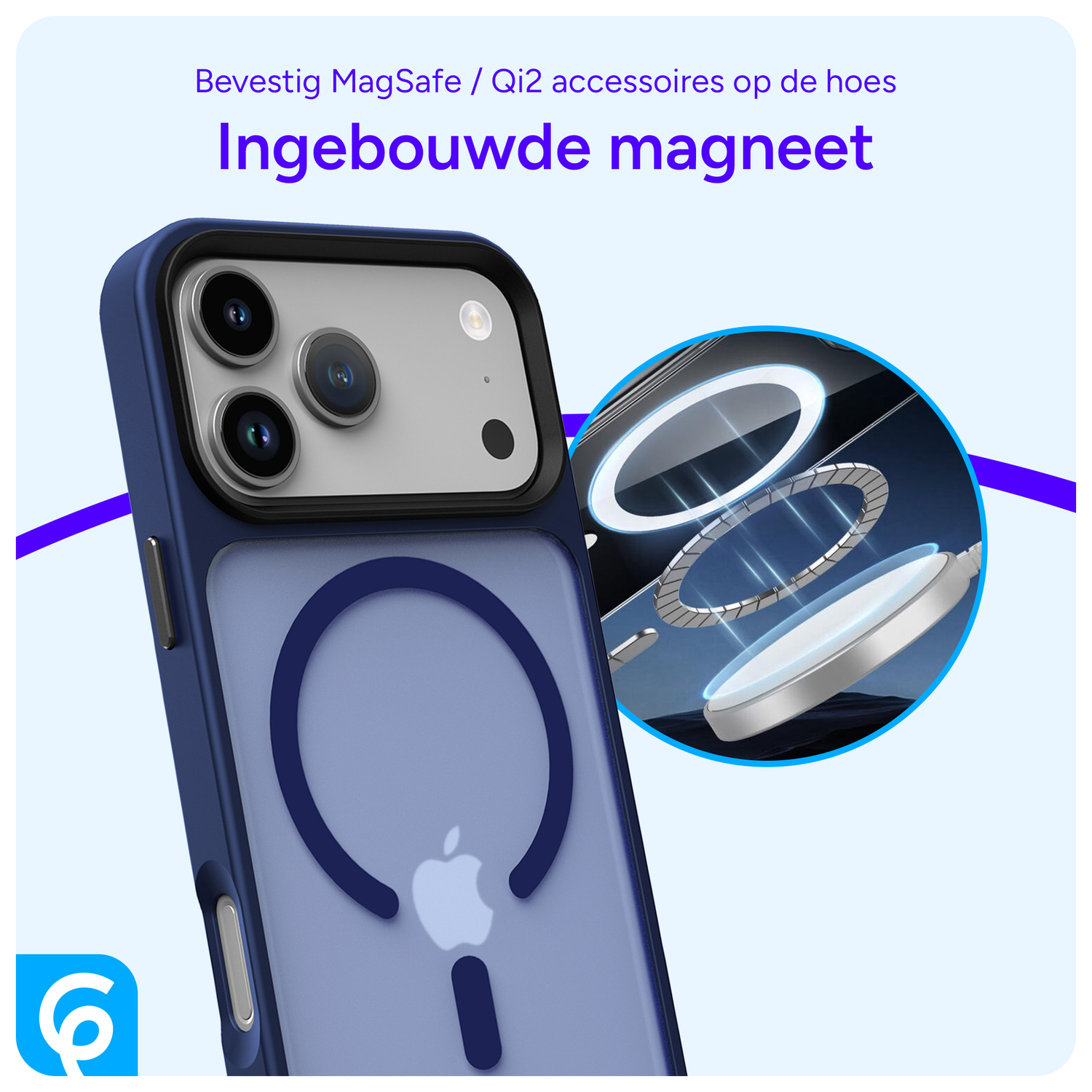 iPhone 17 Pro Max Hoesje met MagSafe Back Cover Matte Donker Blauw afbeelding 4