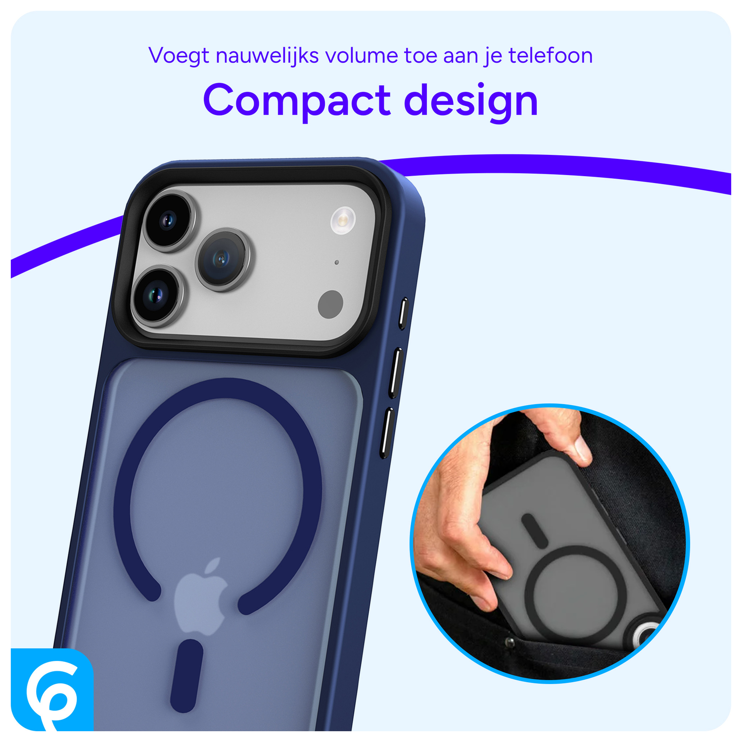 iPhone 17 Pro Max Hoesje met MagSafe Back Cover Matte Donker Blauw afbeelding 6