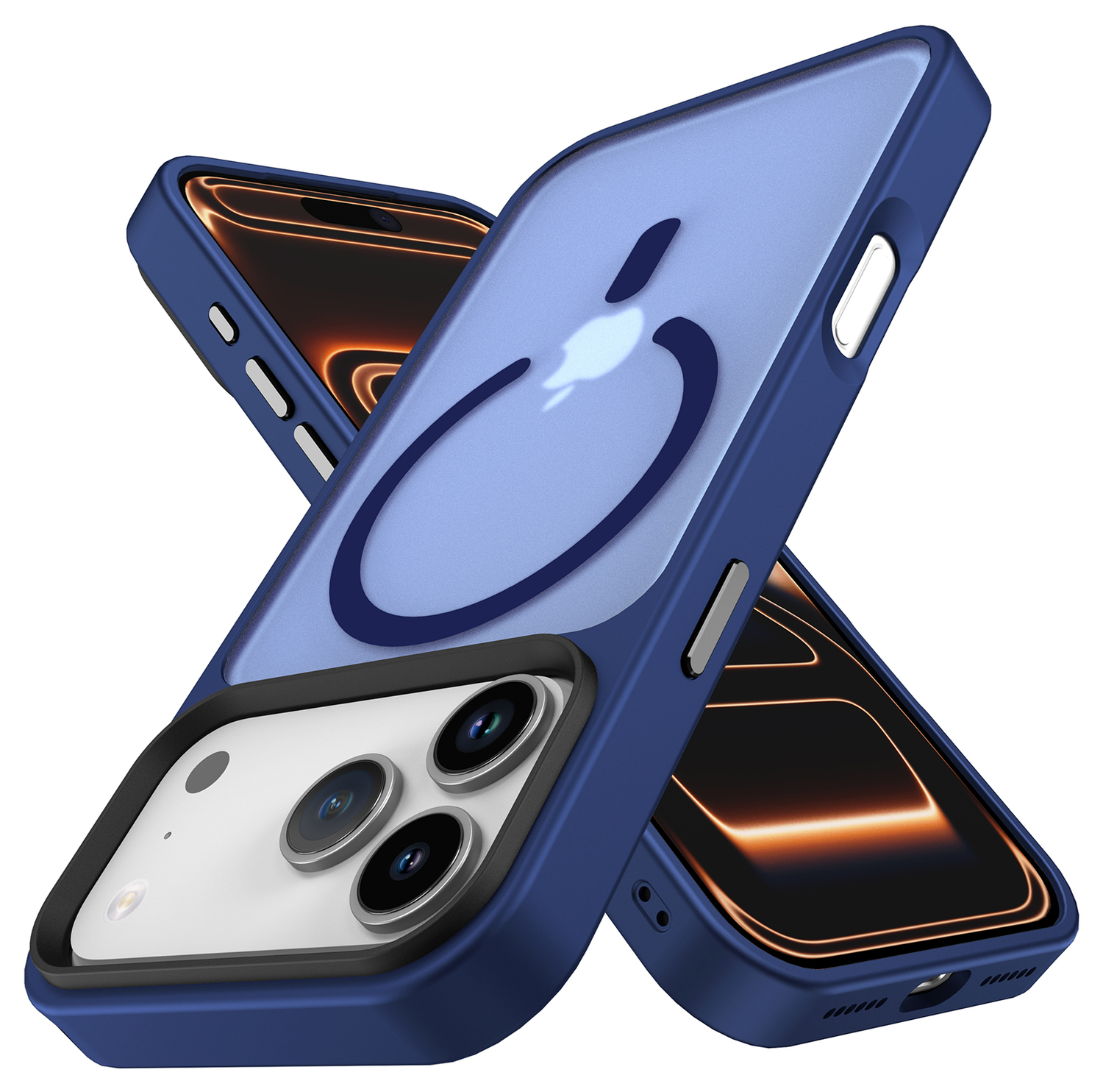 iPhone 17 Pro Max Hoesje met MagSafe Back Cover Matte Donker Blauw afbeelding 2
