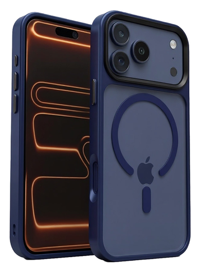 iPhone 17 Pro Max Hoesje met MagSafe Back Cover Matte Donker Blauw afbeelding 1