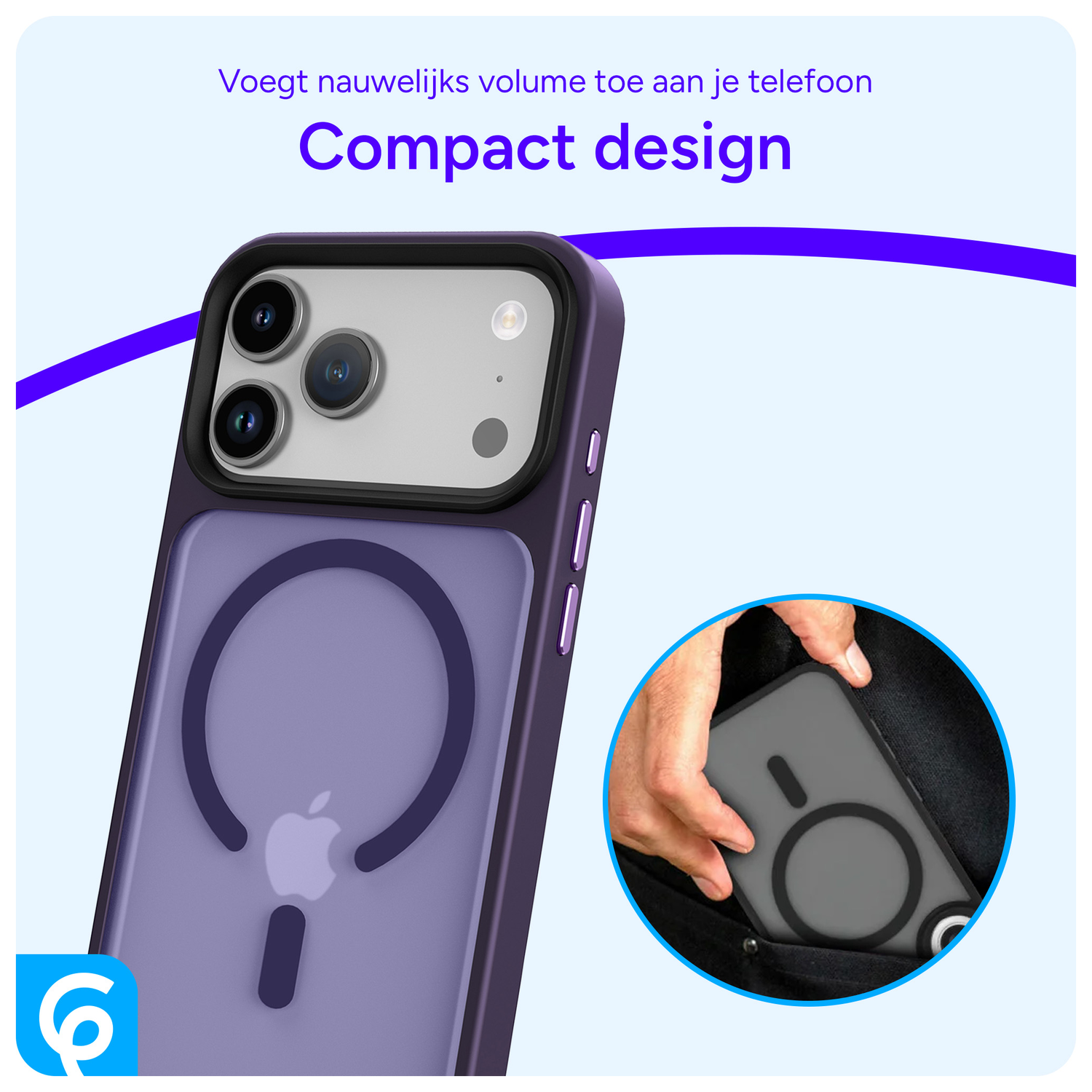 iPhone 17 Pro Max Hoesje met MagSafe Back Cover Matte Donker Paars afbeelding 6