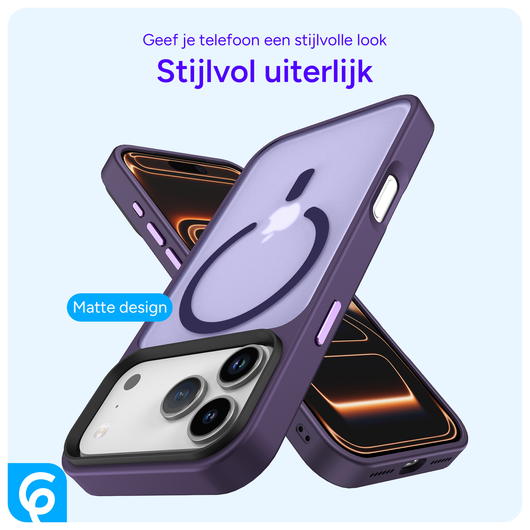 iPhone 17 Pro Max Hoesje met MagSafe Back Cover Matte Donker Paars afbeelding 2