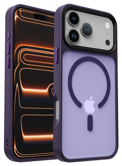 iPhone 17 Pro Max Hoesje met MagSafe Back Cover Matte Donker Paars afbeelding 1