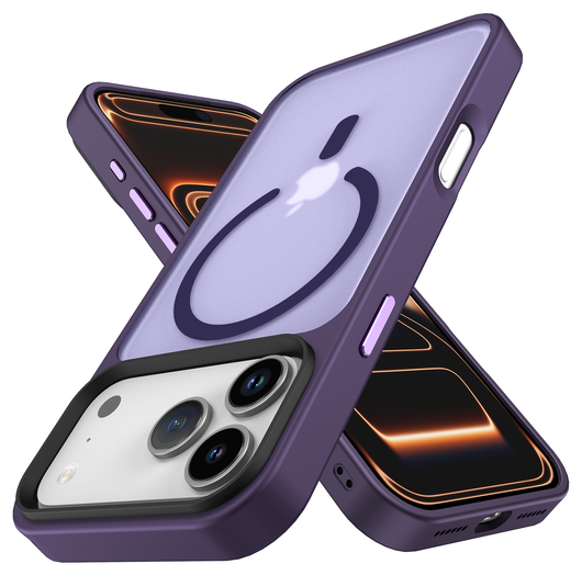 iPhone 17 Pro Max Hoesje met MagSafe Back Cover Matte Donker Paars afbeelding 2
