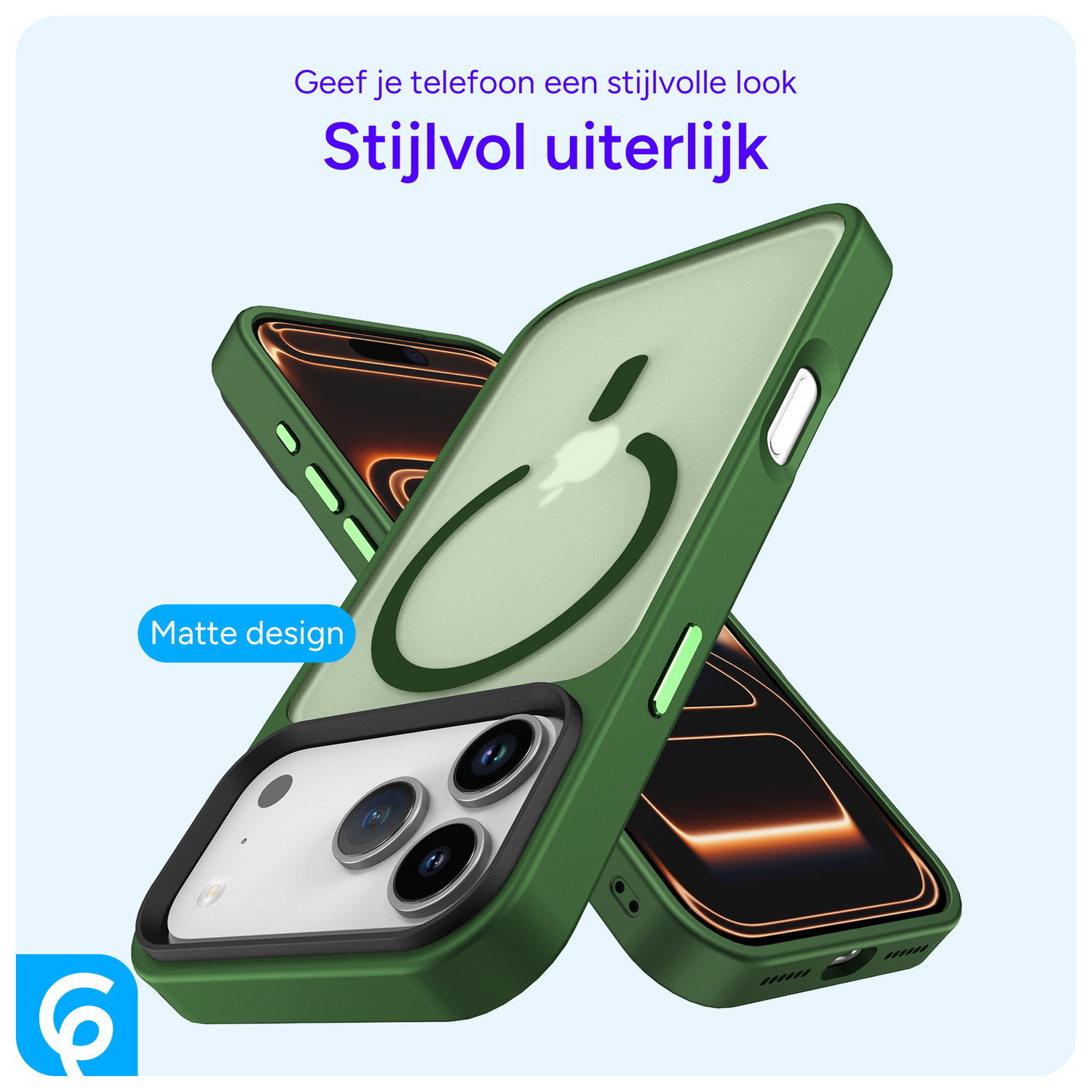 iPhone 17 Pro Max Hoesje met MagSafe Back Cover Matte Donker Groen afbeelding 2