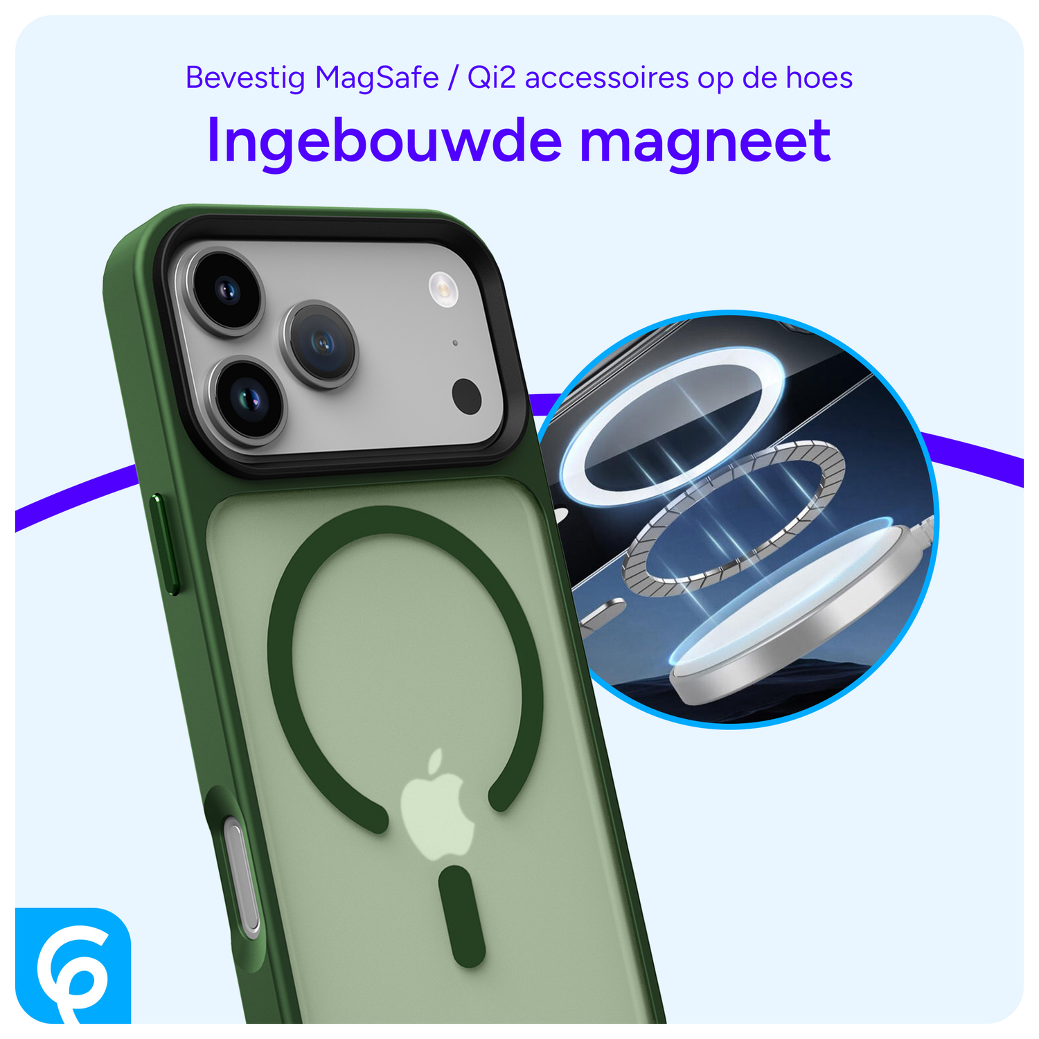 iPhone 17 Pro Max Hoesje met MagSafe Back Cover Matte Donker Groen afbeelding 4