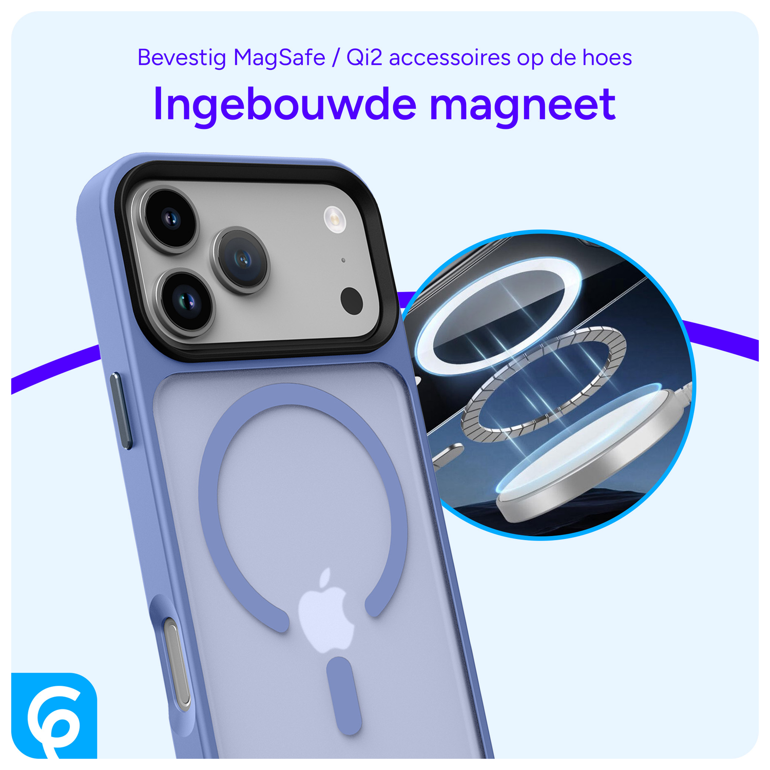 iPhone 17 Pro Max Hoesje met MagSafe Back Cover Matte Blauw afbeelding 4