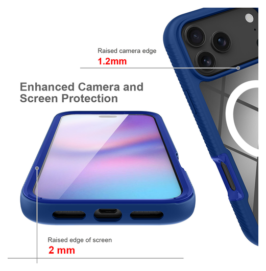 Apple iPhone 17 Pro Max Hoesje Full Protect 360° Cover met MagSafe Blauw afbeelding 4