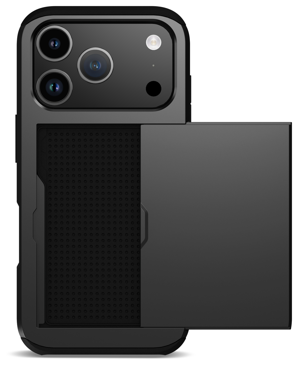 Apple iPhone 17 Pro Max Hoesje met Slider Kaarthouder Back Cover Zwart afbeelding 2