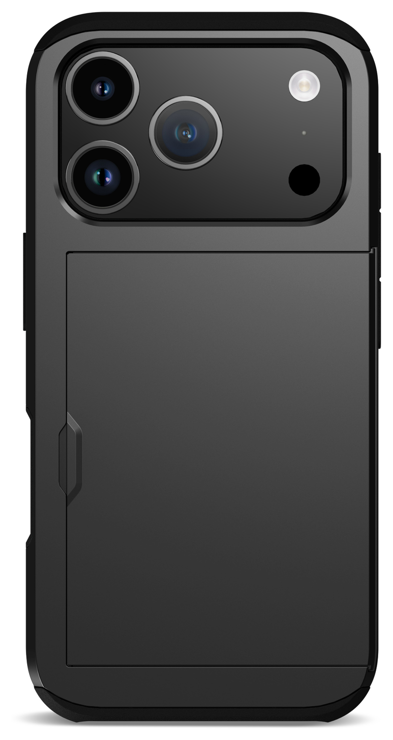 Apple iPhone 17 Pro Max Hoesje met Slider Kaarthouder Back Cover Zwart afbeelding 4
