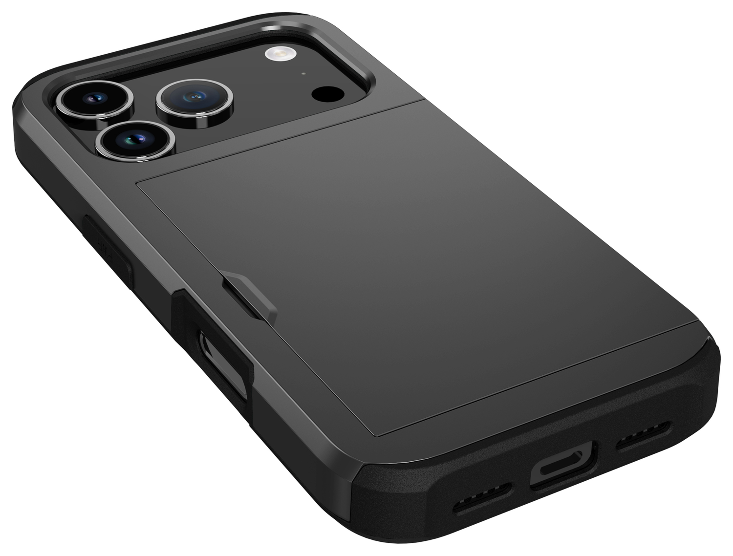 Apple iPhone 17 Pro Max Hoesje met Slider Kaarthouder Back Cover Zwart afbeelding 8