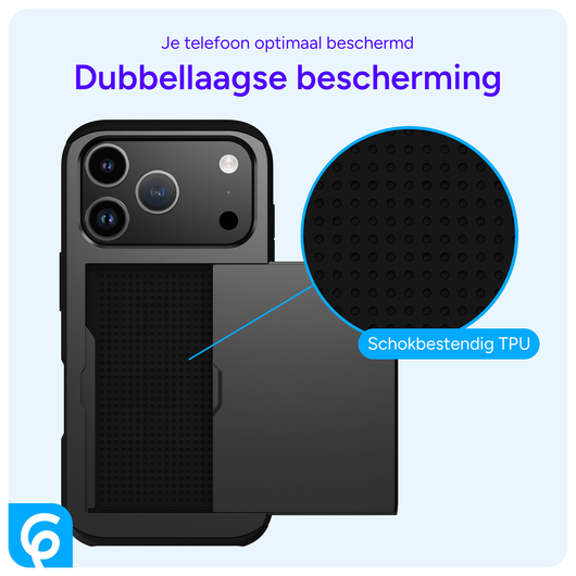 Apple iPhone 17 Pro Max Hoesje met Slider Kaarthouder Back Cover Zwart afbeelding 8