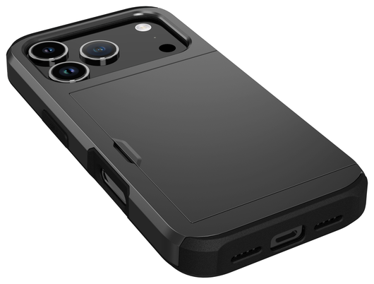 Apple iPhone 17 Pro Max Hoesje met Slider Kaarthouder Back Cover Zwart afbeelding 8