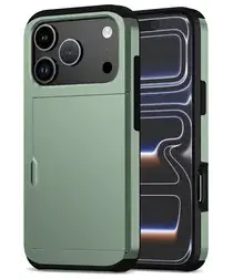 Apple iPhone 17 Pro Max Hoesje met Slider Kaarthouder Back Cover Groen afbeelding