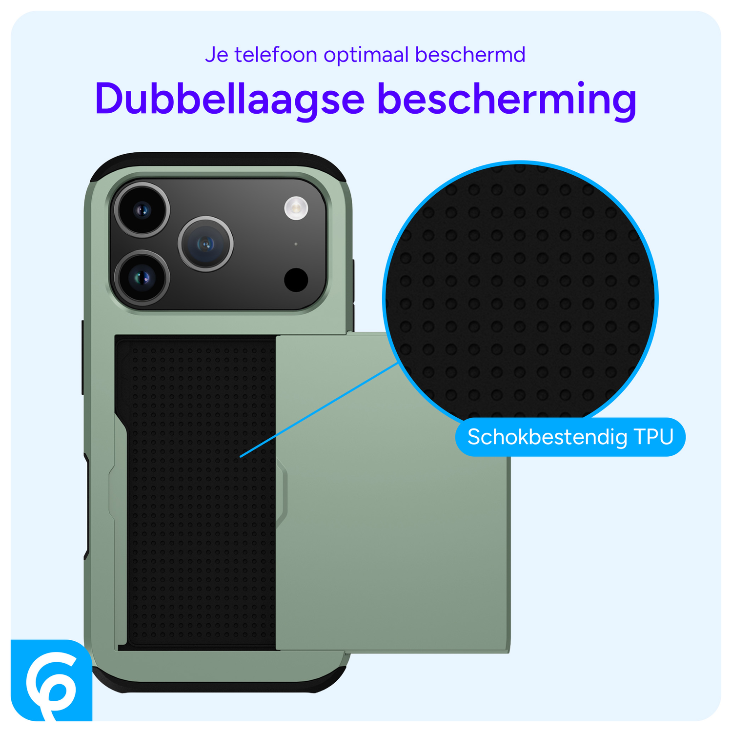 Apple iPhone 17 Pro Max Hoesje met Slider Kaarthouder Back Cover Groen afbeelding 7