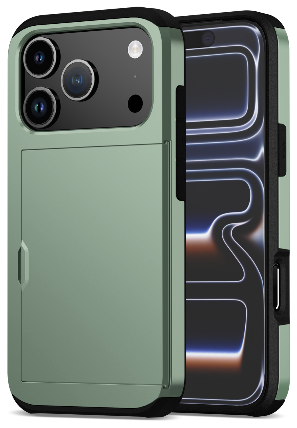 Apple iPhone 17 Pro Max Hoesje met Slider Kaarthouder Back Cover Groen afbeelding 1