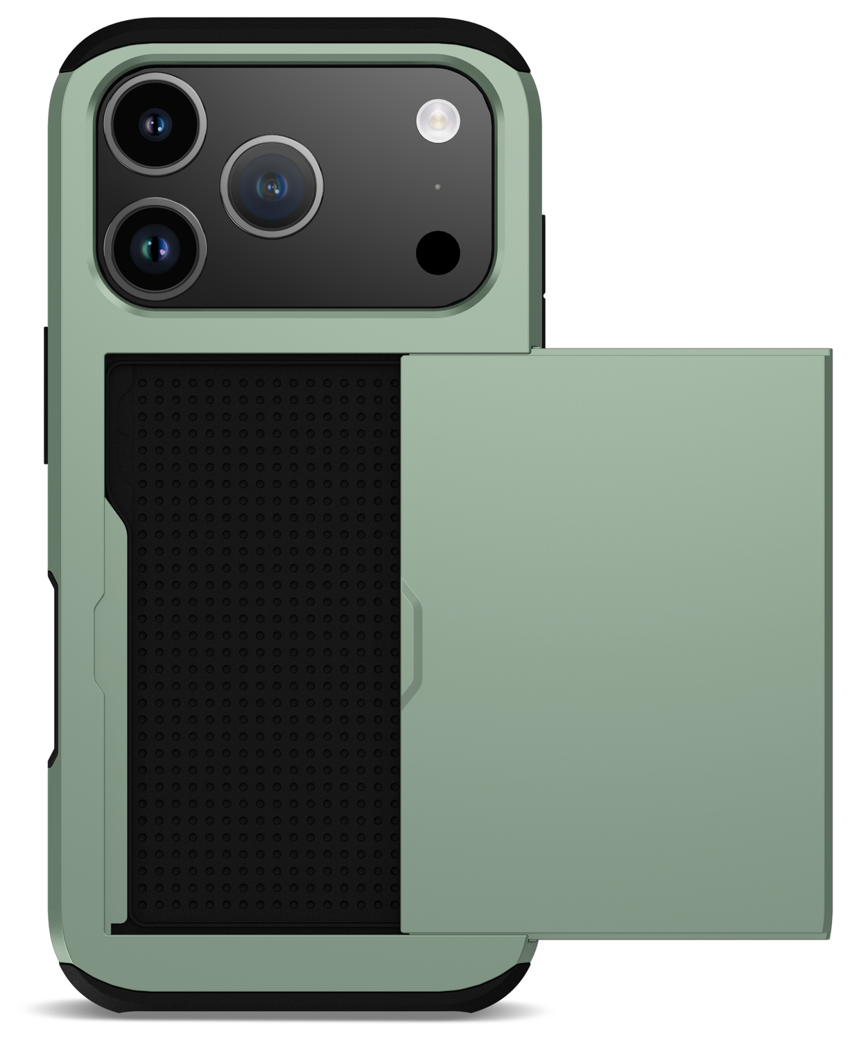 Apple iPhone 17 Pro Max Hoesje met Slider Kaarthouder Back Cover Groen afbeelding 2