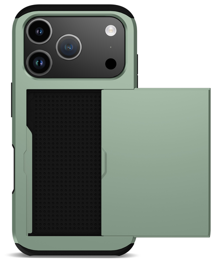 Apple iPhone 17 Pro Max Hoesje met Slider Kaarthouder Back Cover Groen afbeelding 2