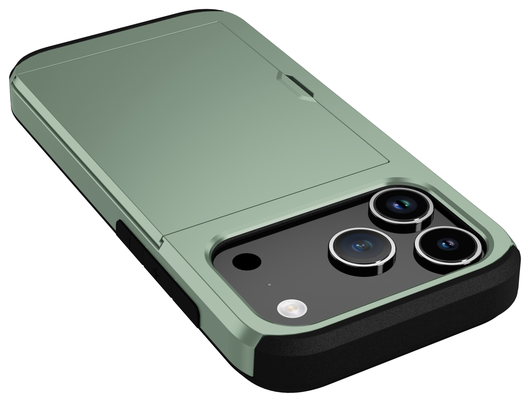 Apple iPhone 17 Pro Max Hoesje met Slider Kaarthouder Back Cover Groen afbeelding 5