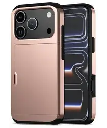 Apple iPhone 17 Pro Max Hoesje met Slider Kaarthouder Back Cover Roze afbeelding