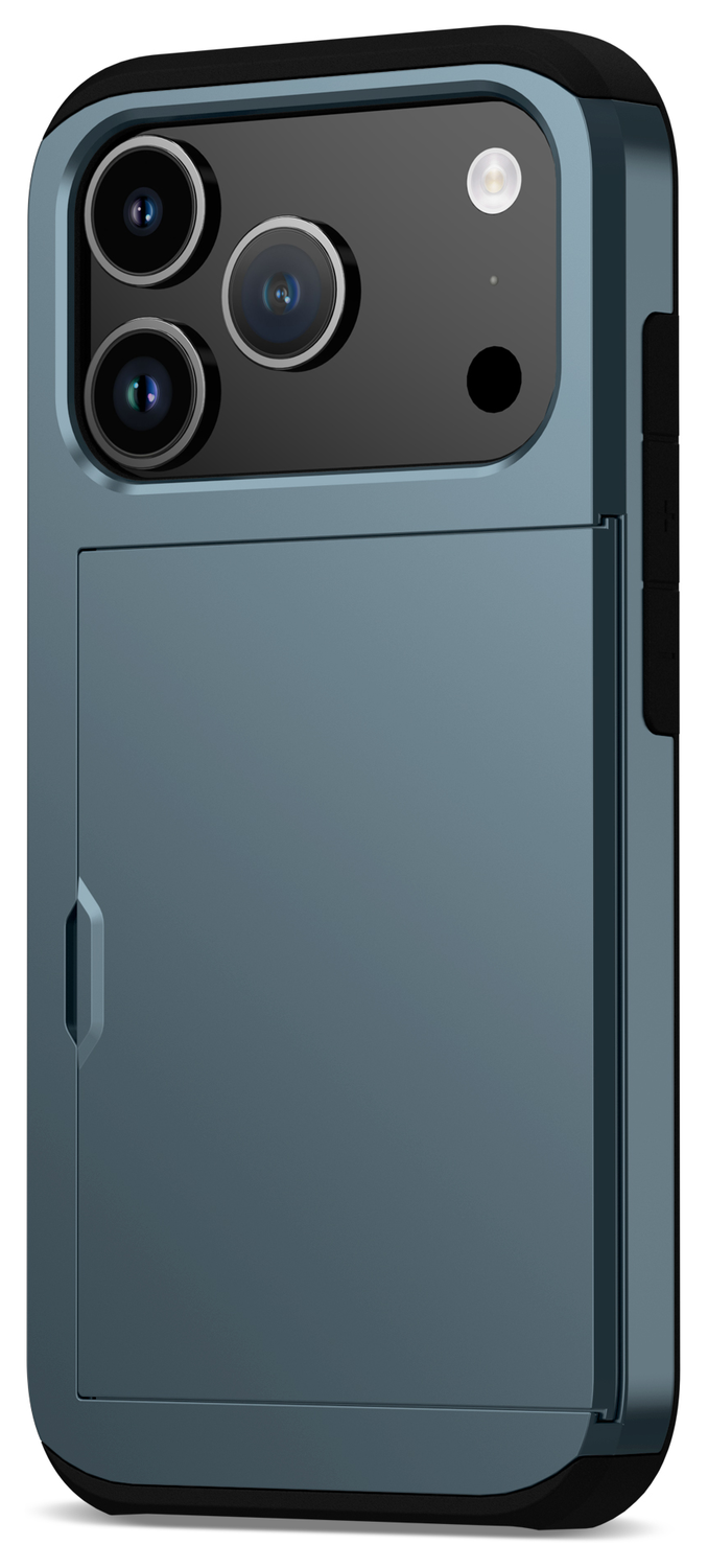 Apple iPhone 17 Pro Max Hoesje met Slider Kaarthouder Back Cover Blauw afbeelding 6