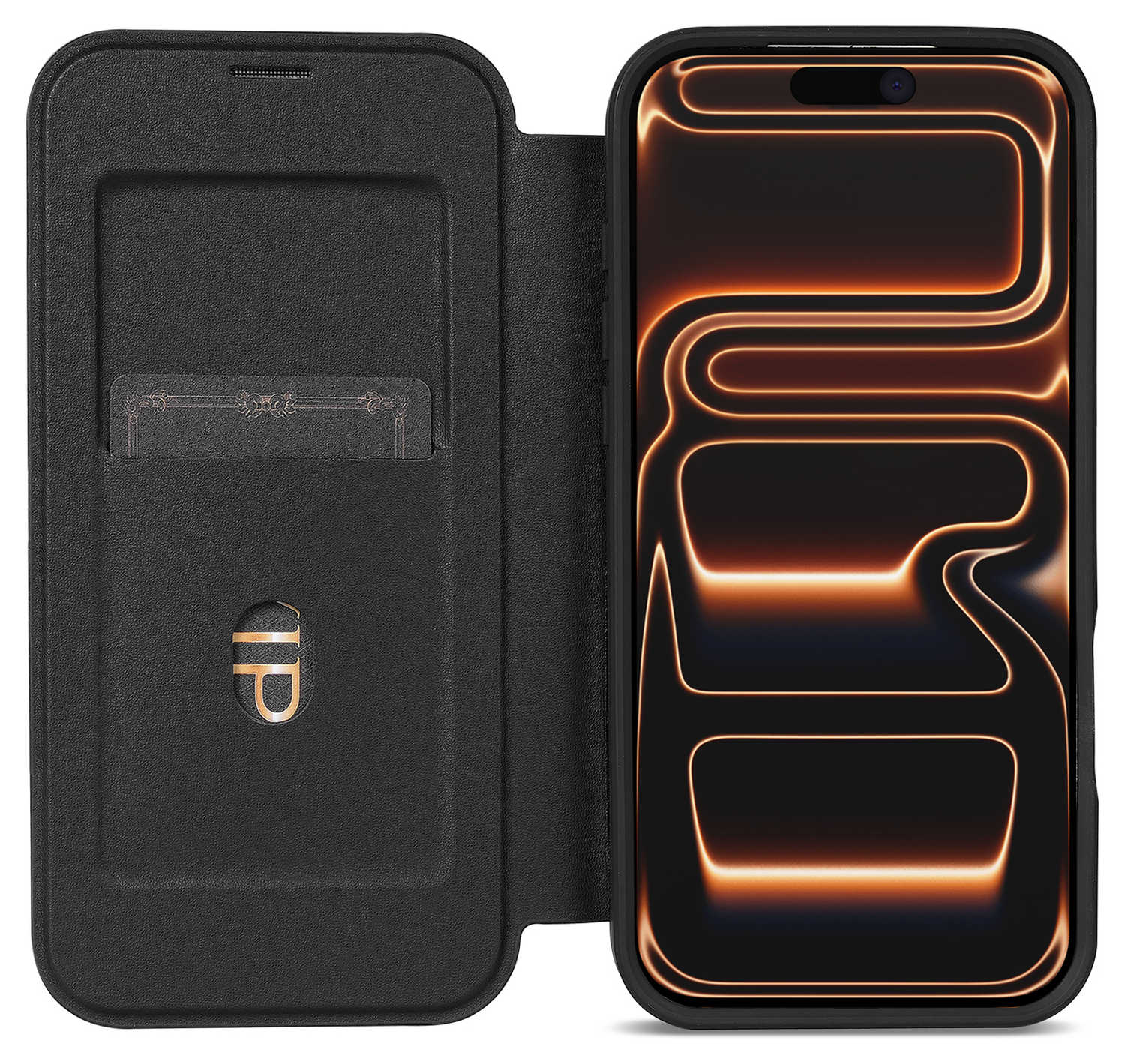 Apple iPhone 17 Pro Max Hoesje met MagSafe Book Case Transparant Zwart afbeelding 1